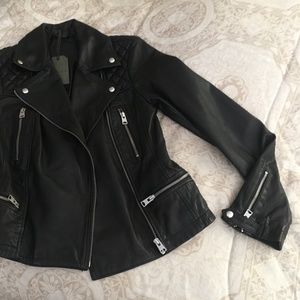 All Saints black leather motorcycle jacket 6 Moto